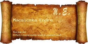 Macsicska Endre névjegykártya